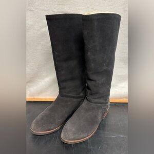 Eddie Bauer | VGUC Women's Black Suede Tall Calf Boots Shearling Lined, 7 1/2